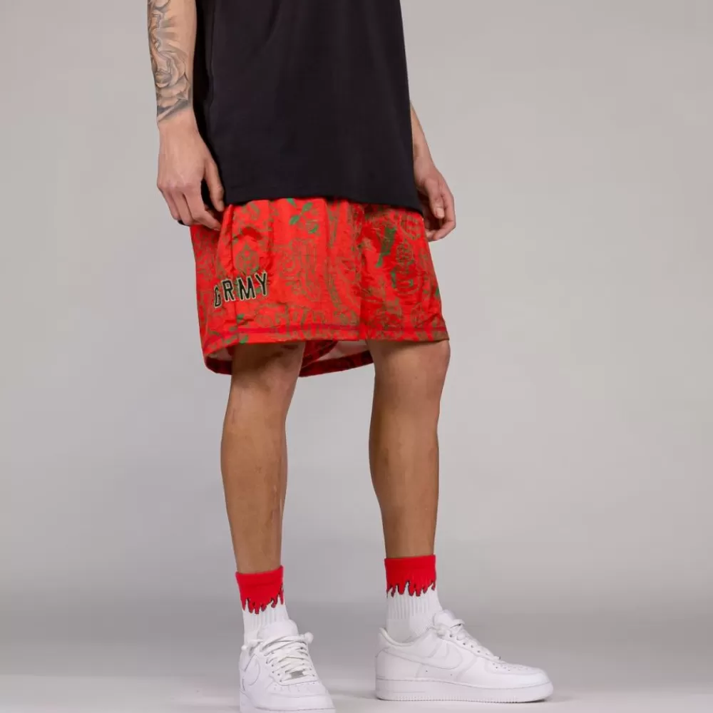 Grimey Pantalon Corto The Toughest Satin - Red | Spring 23 Clearance