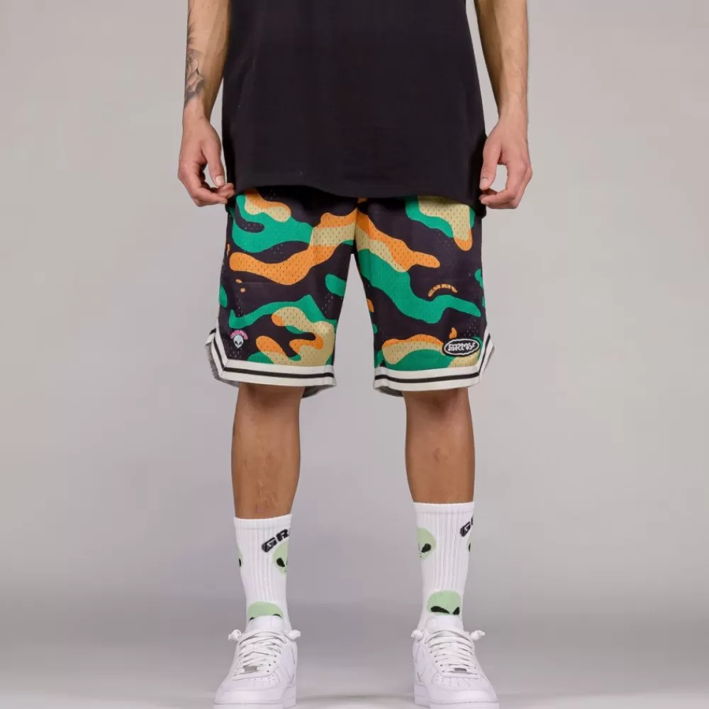 Grimey Pantalon Corto Ufollow Mesh Basket - Black | Spring 23 Clearance