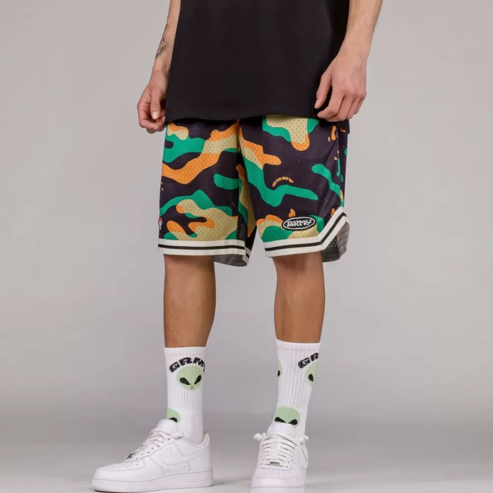 Grimey Pantalon Corto Ufollow Mesh Basket - Black | Spring 23 Clearance