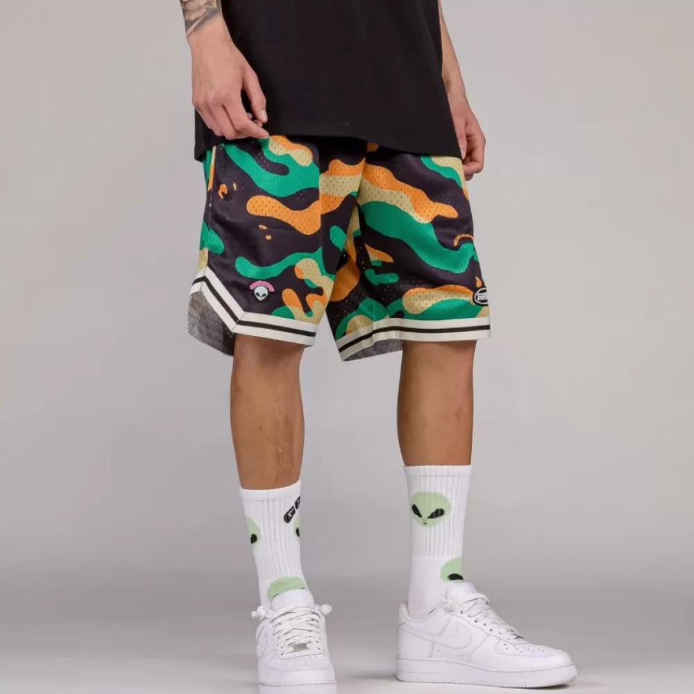 Grimey Pantalon Corto Ufollow Mesh Basket - Black | Spring 23 Clearance