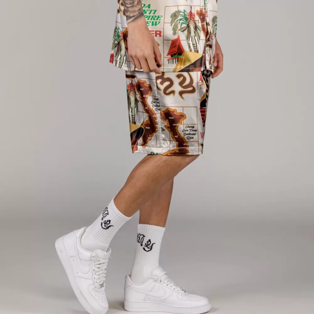 Grimey Pantalon Corto Viet Cong Beer Satin - White | Summer 23 Cheap