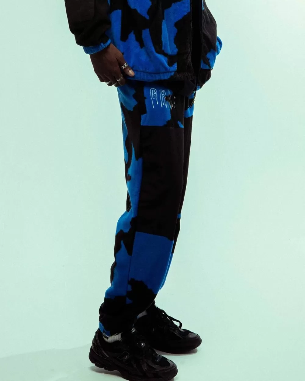 Grimey Pantalon Back At You All Over Print Polar Fleece - Royal Blue | Fw23 Cheap