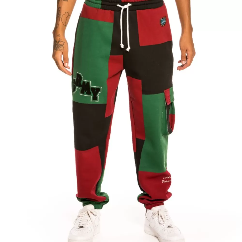 Grimey Pantalon "Singgang Junction All Over Print" Sweatpants - Red | Fall 21 Store