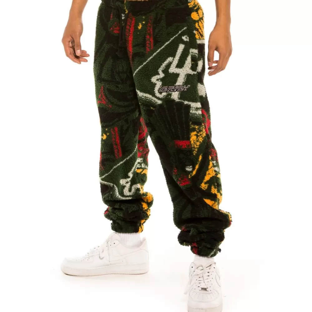 Grimey Pantalon "Space Lady All Over Jacquard" Sherpa - Orange | Winter 21 Discount