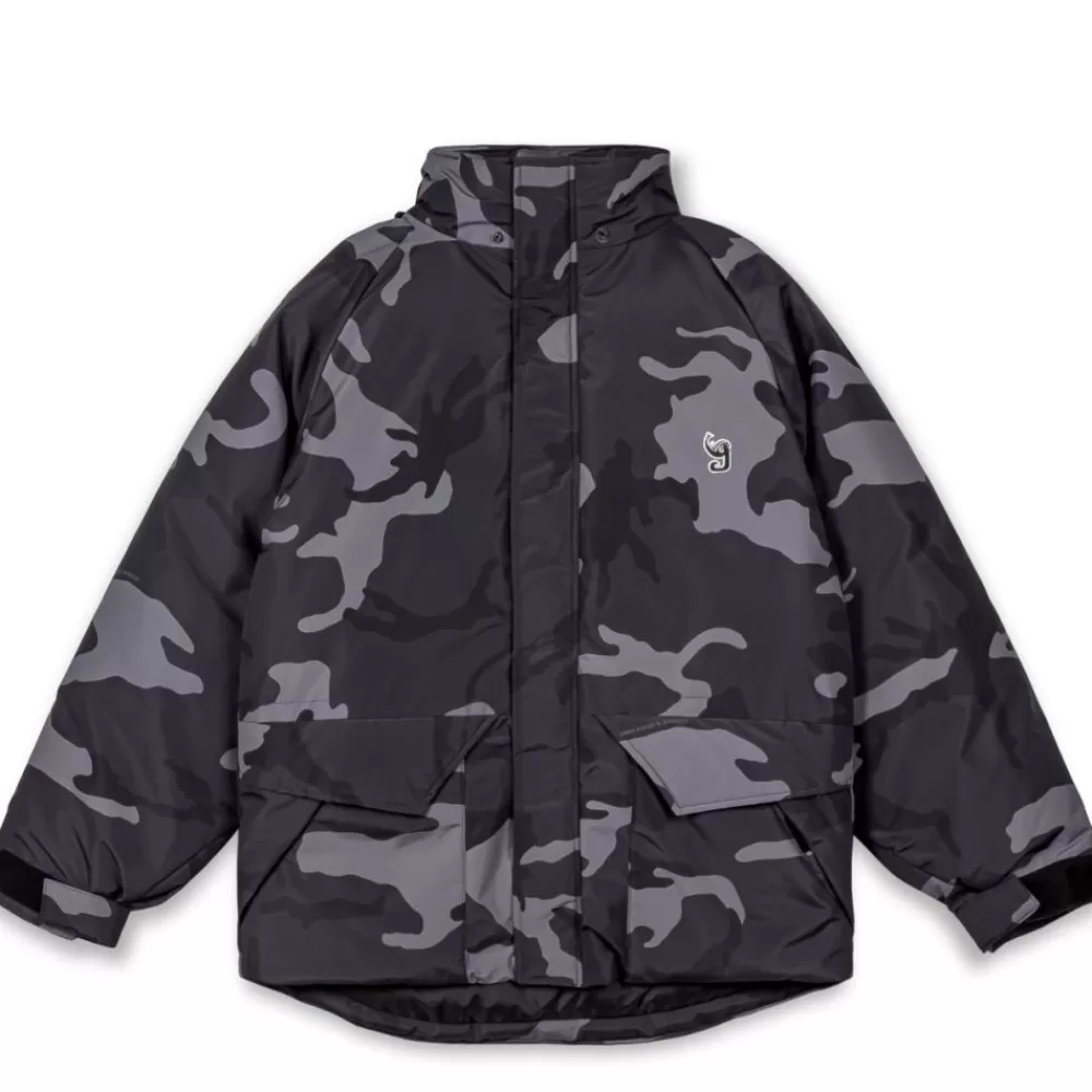 Grimey Parka All Over Print Tusker Temple Puffer - Black | Fw23 Flash Sale