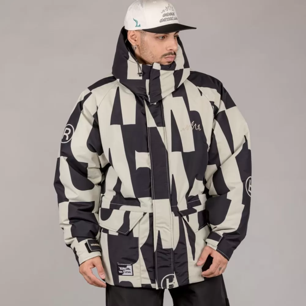 Grimey Parka Snow Fox All Over Print - Black | Winter 22 Clearance