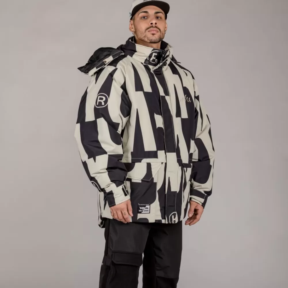 Grimey Parka Snow Fox All Over Print - Black | Winter 22 Clearance