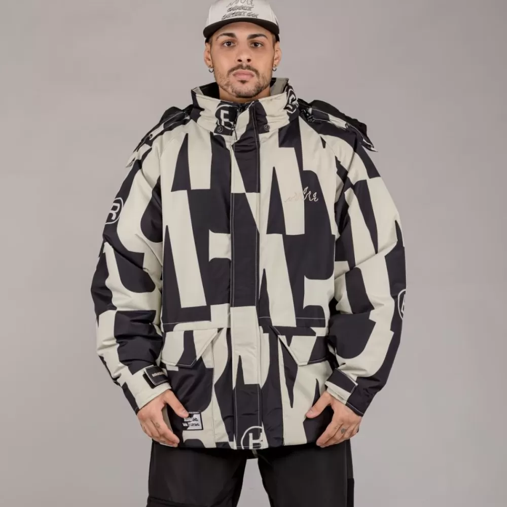 Grimey Parka Snow Fox All Over Print - Black | Winter 22 Clearance