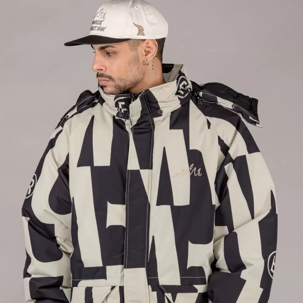 Grimey Parka Snow Fox All Over Print - Black | Winter 22 Clearance