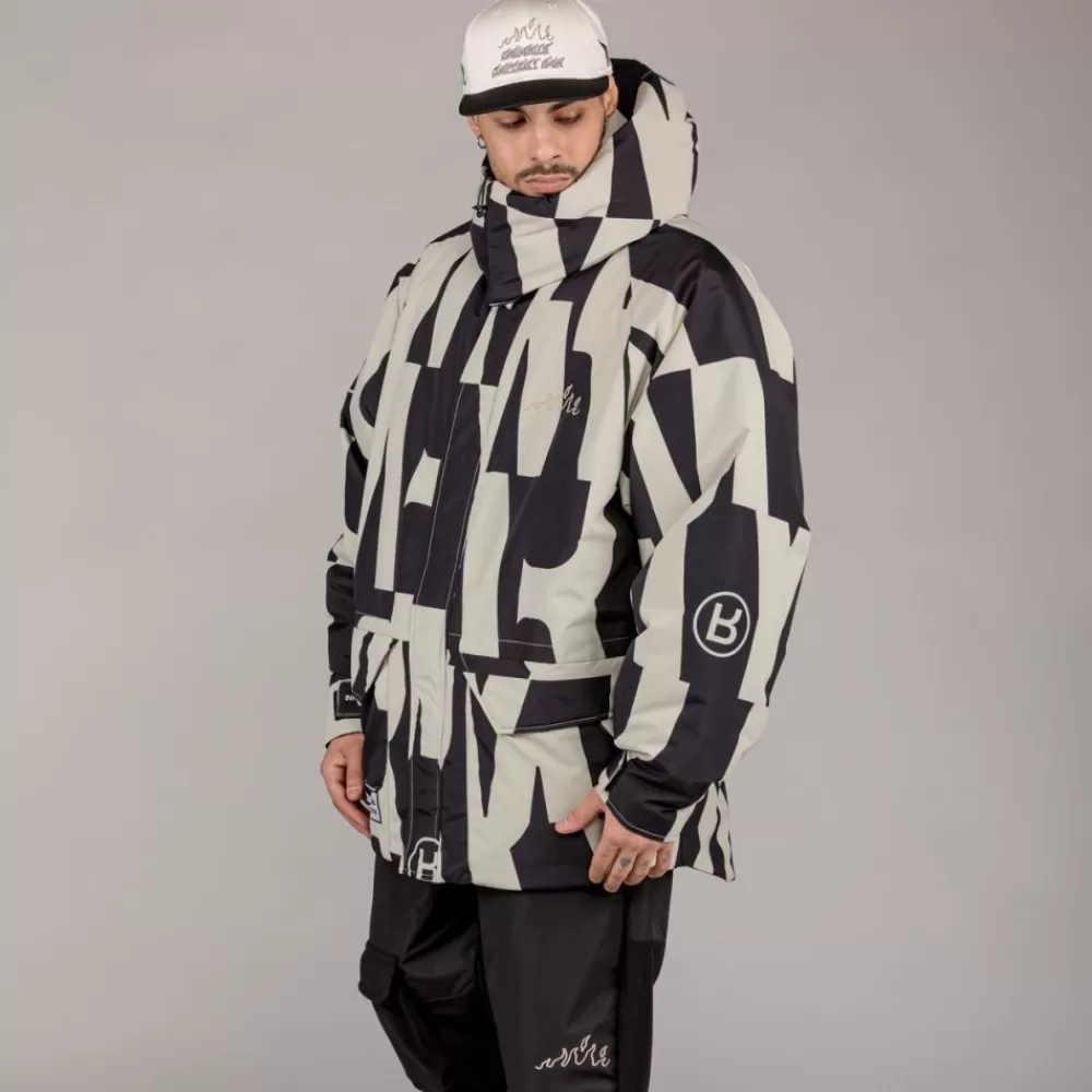 Grimey Parka Snow Fox All Over Print - Black | Winter 22 Clearance