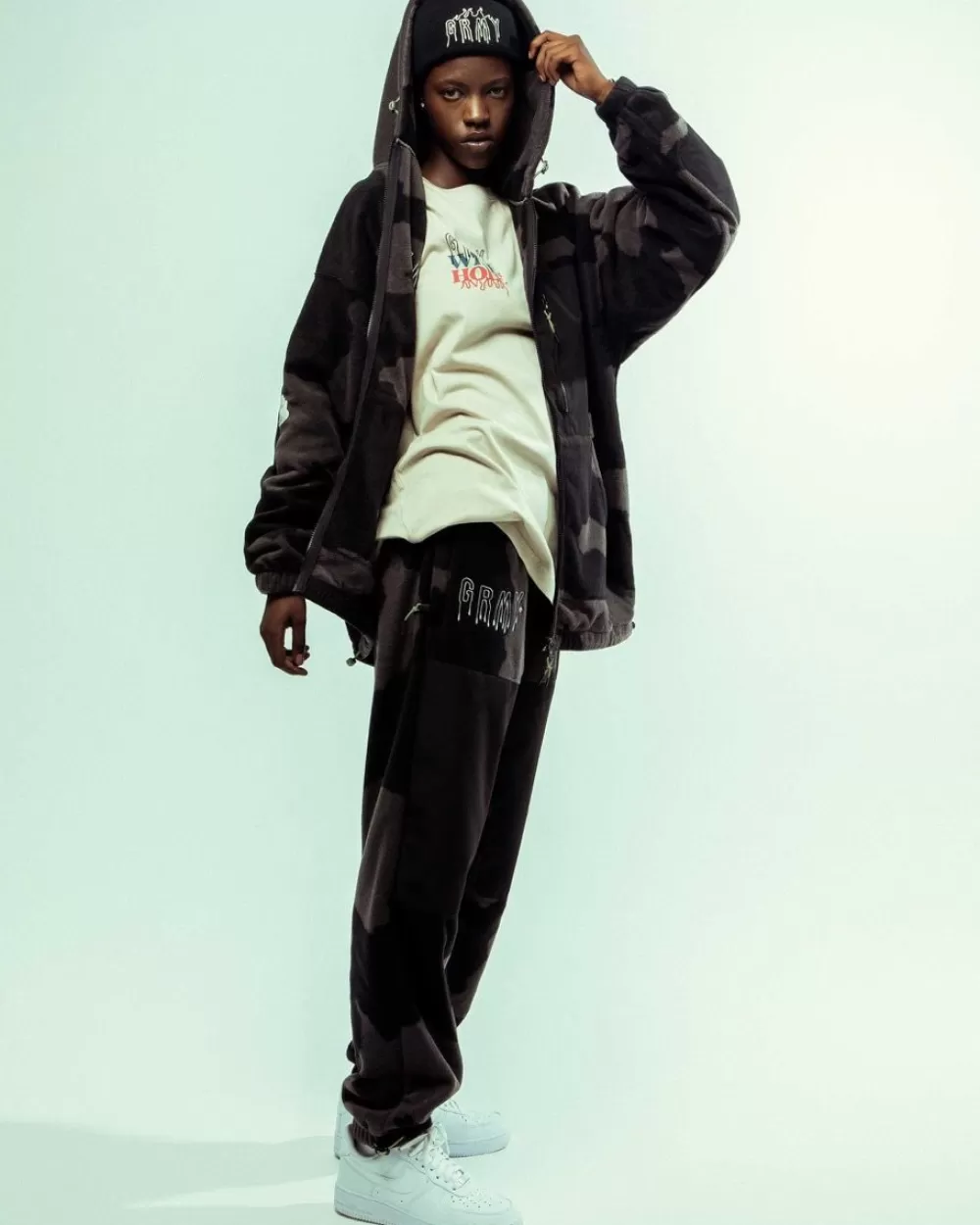 Grimey Sudadera Capucha Back At You All Over Print Polar - Black | Fw23 Shop