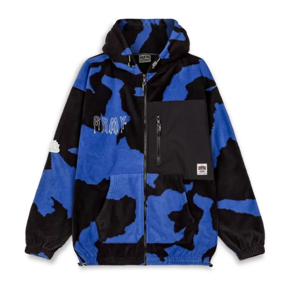 Grimey Sudadera Capucha Back At You All Over Print Polar - Royal Blue | Fw23 Discount