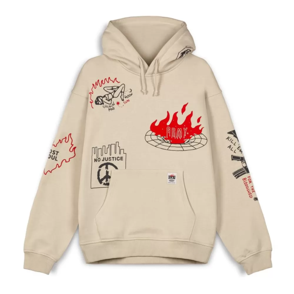Grimey Sudadera Capucha Back At You Wide Hole Vintage - Cream | Fw23 Cheap