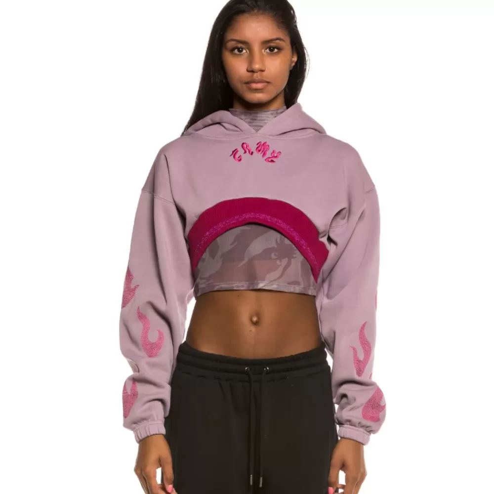 Grimey Sudadera Chica Yoga Fire Super Crop Hoodie Fw20 Violet Store