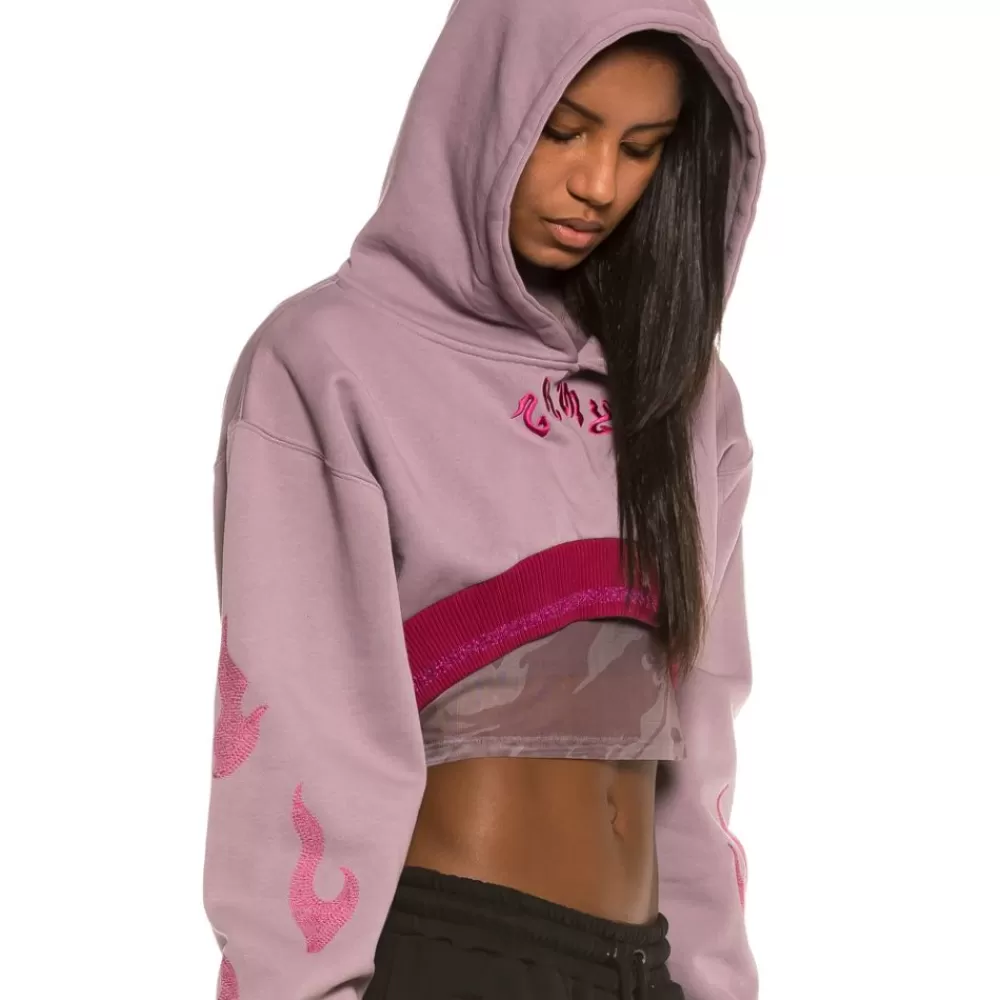 Grimey Sudadera Chica Yoga Fire Super Crop Hoodie Fw20 Violet Store