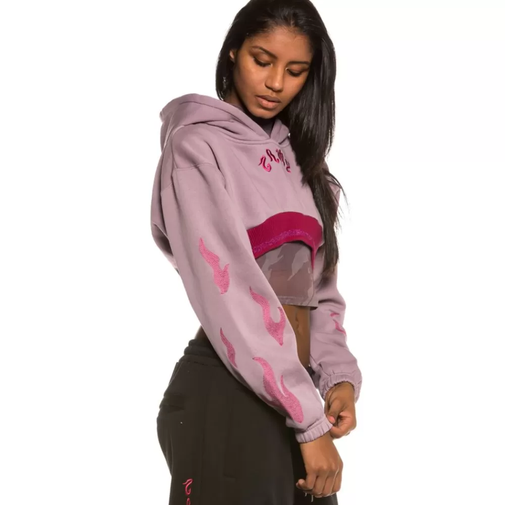 Grimey Sudadera Chica Yoga Fire Super Crop Hoodie Fw20 Violet Store