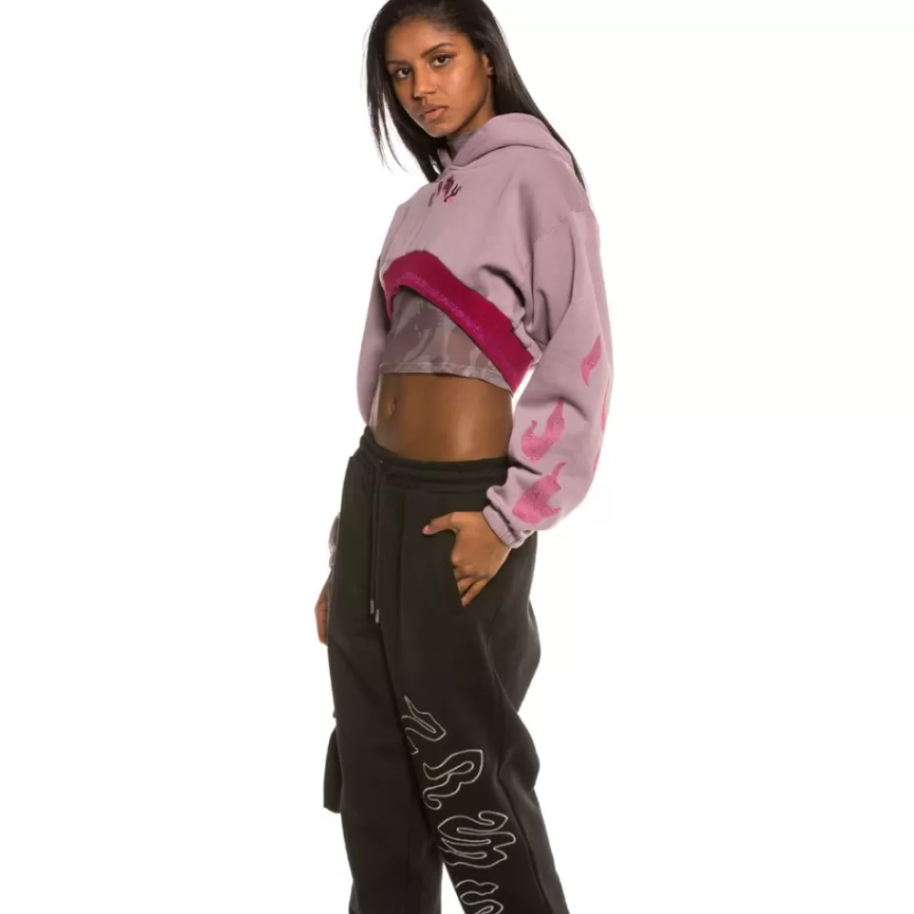 Grimey Sudadera Chica Yoga Fire Super Crop Hoodie Fw20 Violet Store
