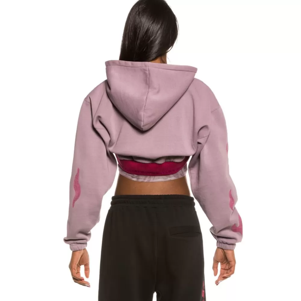 Grimey Sudadera Chica Yoga Fire Super Crop Hoodie Fw20 Violet Store