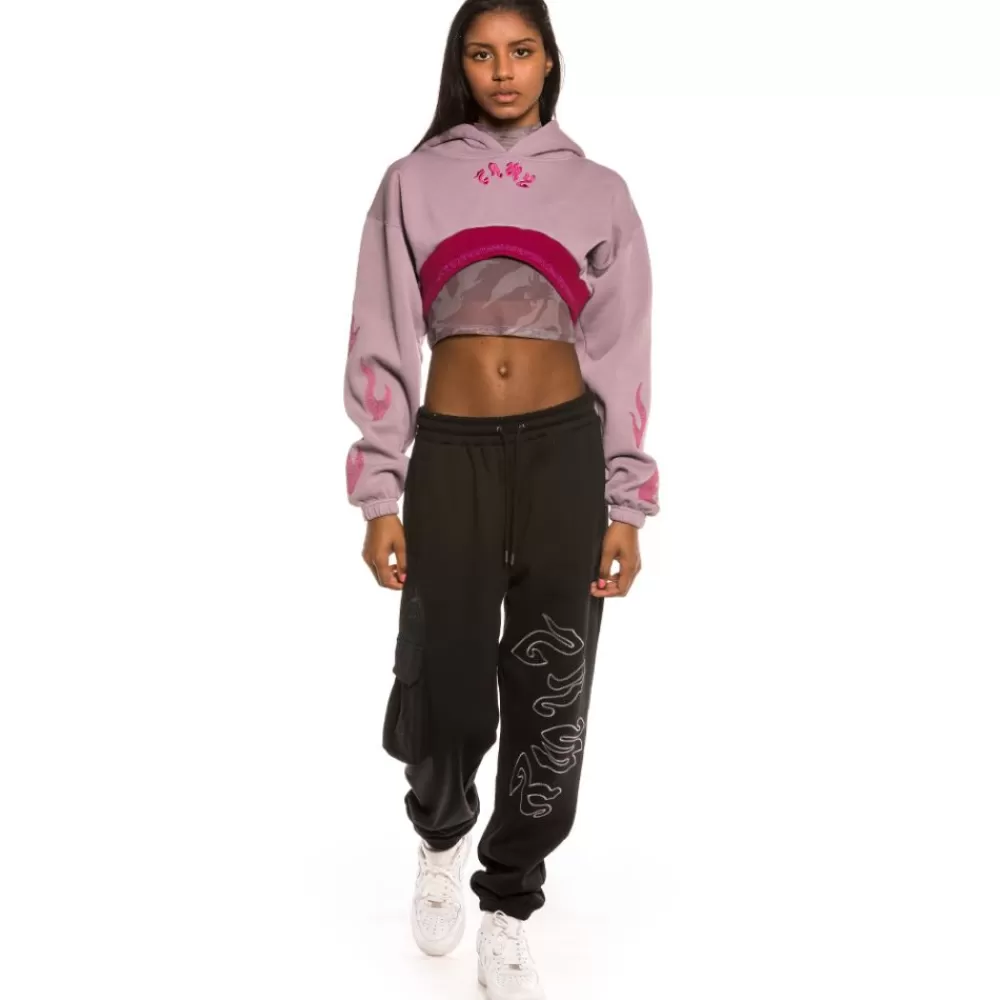 Grimey Sudadera Chica Yoga Fire Super Crop Hoodie Fw20 Violet Store