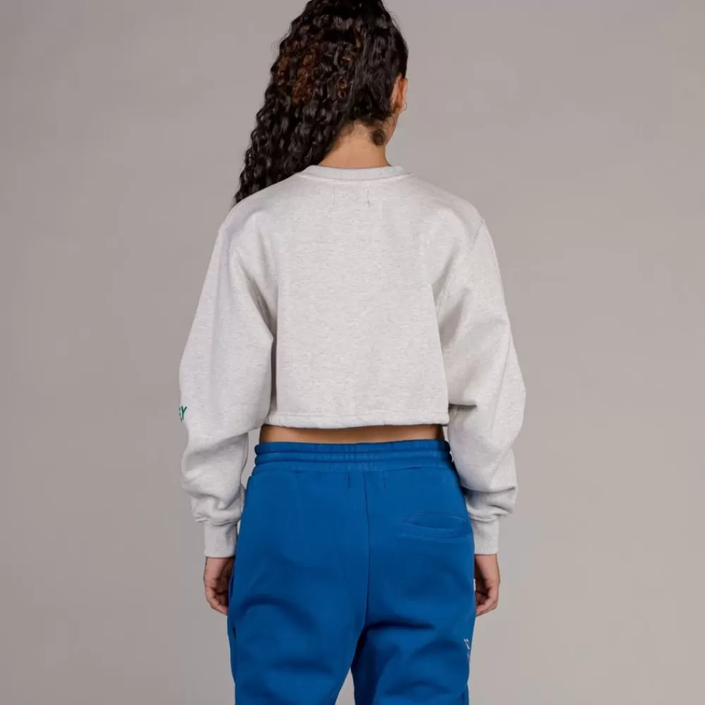 Grimey Sudadera De Chica "Hive" Crop Heavyweight Crewneck - Sport Grey | Fall 22 Online