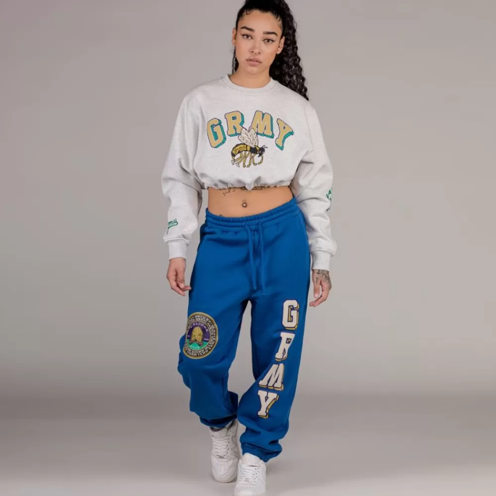 Grimey Sudadera De Chica "Hive" Crop Heavyweight Crewneck - Sport Grey | Fall 22 Online