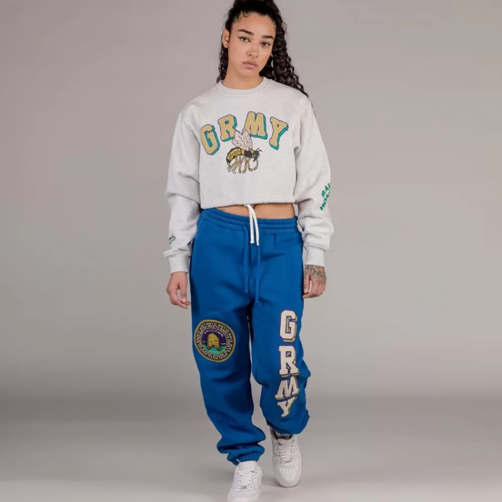 Grimey Sudadera De Chica "Hive" Crop Heavyweight Crewneck - Sport Grey | Fall 22 Online