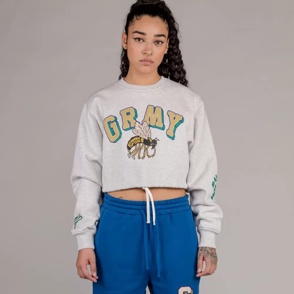 Grimey Sudadera De Chica "Hive" Crop Heavyweight Crewneck - Sport Grey | Fall 22 Online