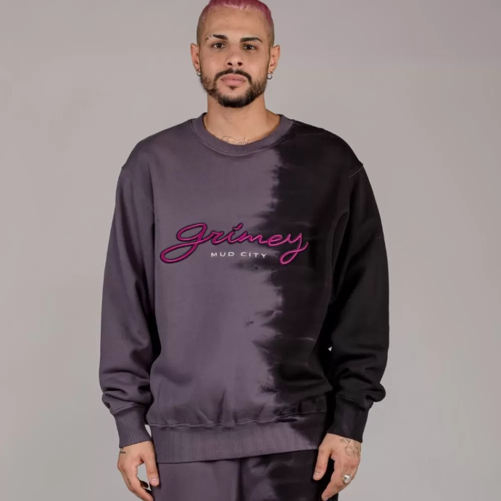 Grimey Sudadera "Dust Storm" Tie & Dye Crewneck - Black | Fall 22 Cheap