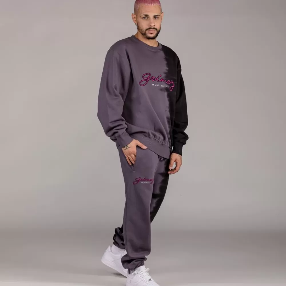 Grimey Sudadera "Dust Storm" Tie & Dye Crewneck - Black | Fall 22 Cheap