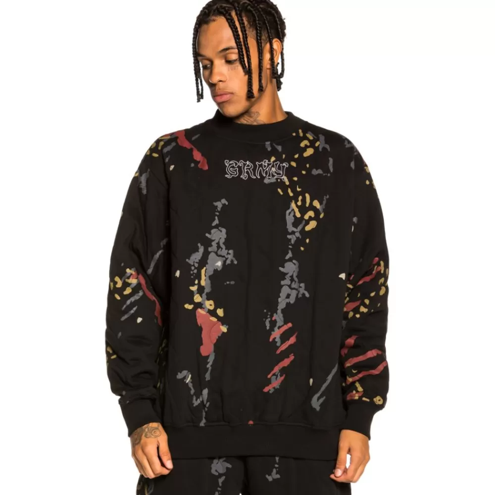 Grimey Sudadera "Jazz Thing All Over Print" Padded Crewneck - Black | Fall 21 Cheap