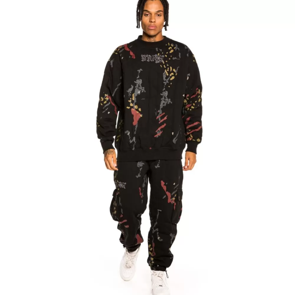 Grimey Sudadera "Jazz Thing All Over Print" Padded Crewneck - Black | Fall 21 Cheap