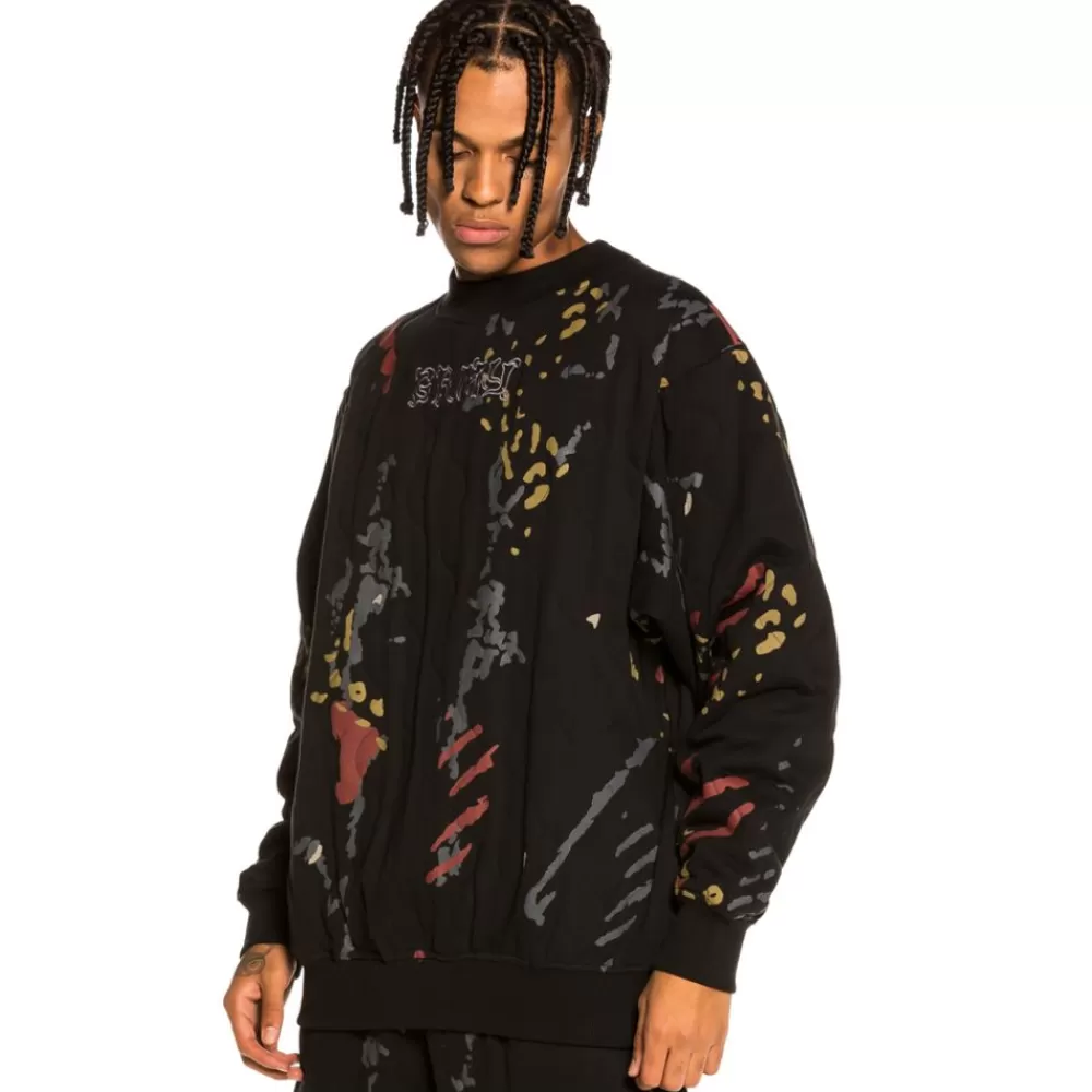 Grimey Sudadera "Jazz Thing All Over Print" Padded Crewneck - Black | Fall 21 Cheap