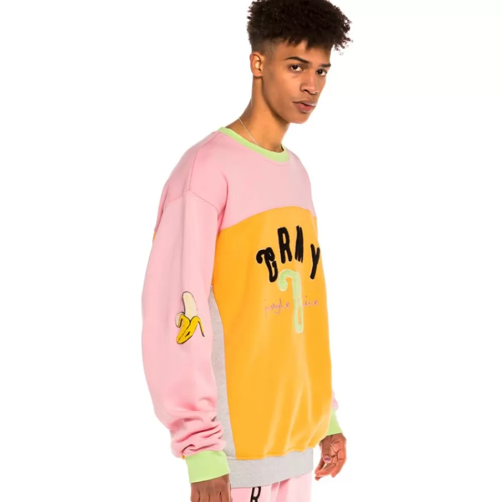 Grimey Sudadera "Jungle Punch" Bicolor Crewneck - Pink | Spring 22 Cheap