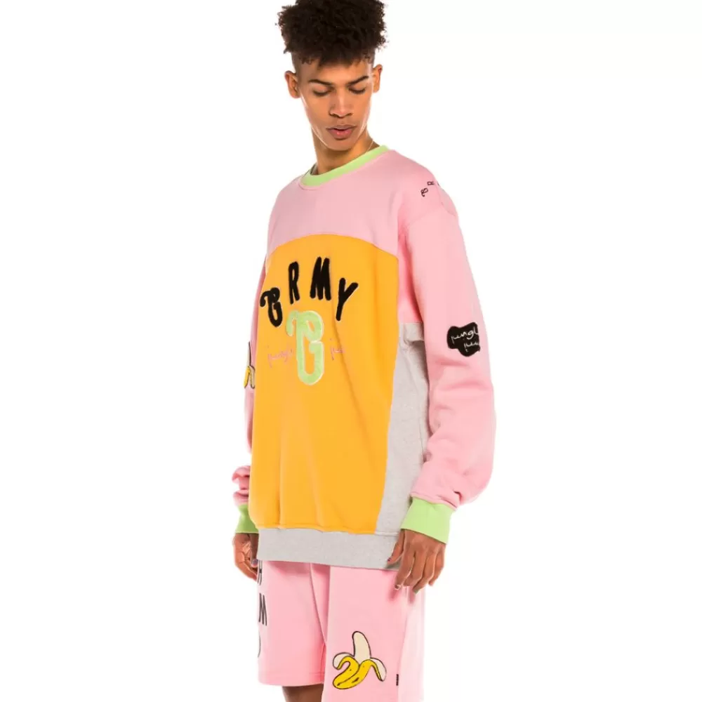 Grimey Sudadera "Jungle Punch" Bicolor Crewneck - Pink | Spring 22 Cheap