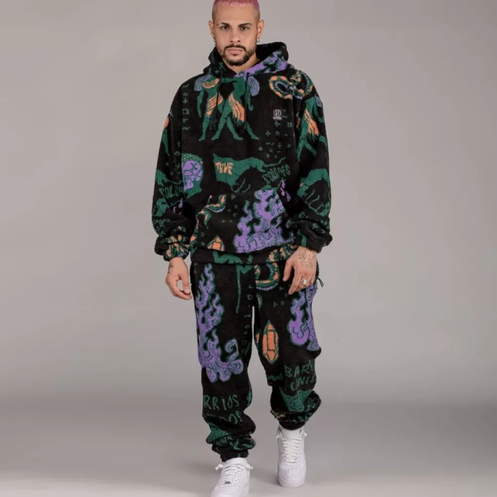 Grimey Sudadera Lost Boys All Over Sherpa Hoodie - Black | Winter 22 Flash Sale