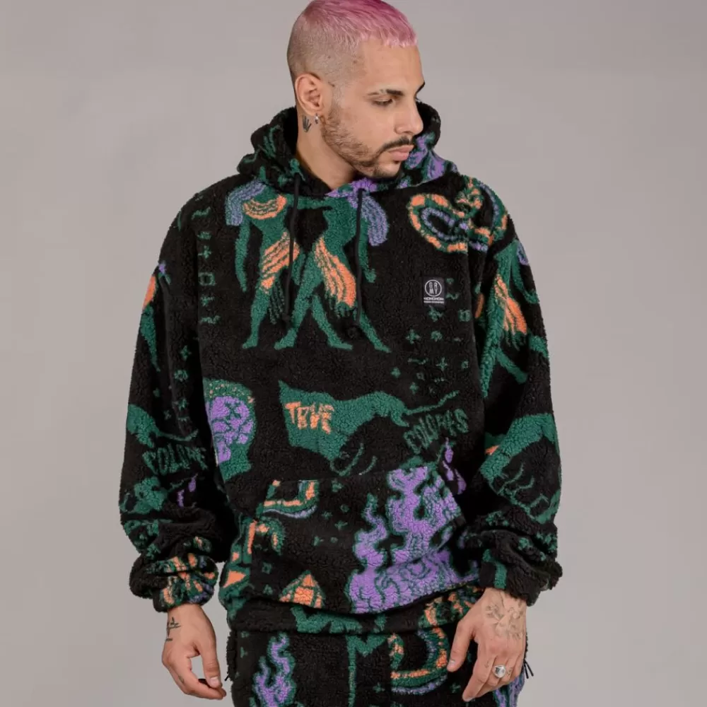 Grimey Sudadera Lost Boys All Over Sherpa Hoodie - Black | Winter 22 Flash Sale