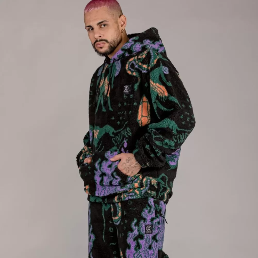 Grimey Sudadera Lost Boys All Over Sherpa Hoodie - Black | Winter 22 Flash Sale