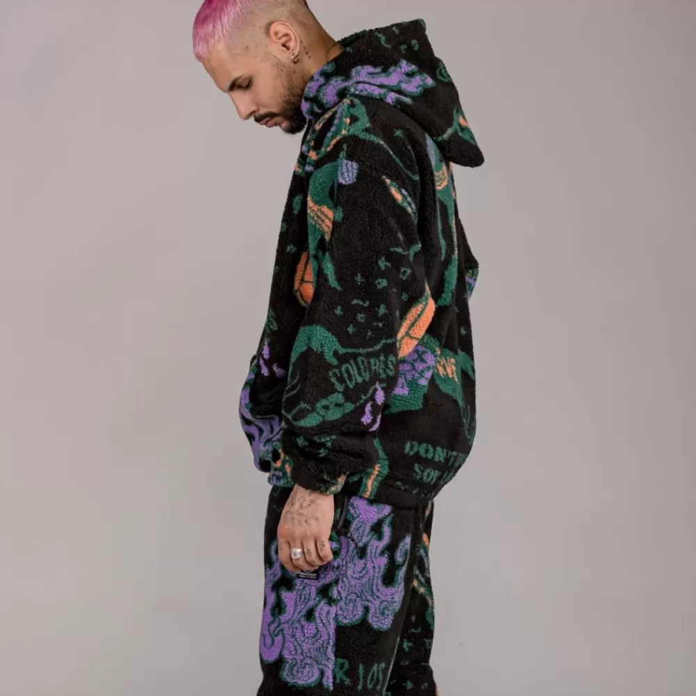 Grimey Sudadera Lost Boys All Over Sherpa Hoodie - Black | Winter 22 Flash Sale