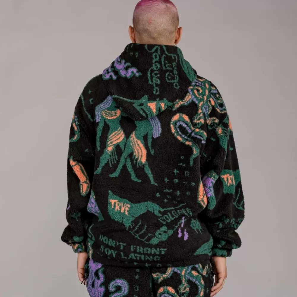 Grimey Sudadera Lost Boys All Over Sherpa Hoodie - Black | Winter 22 Flash Sale