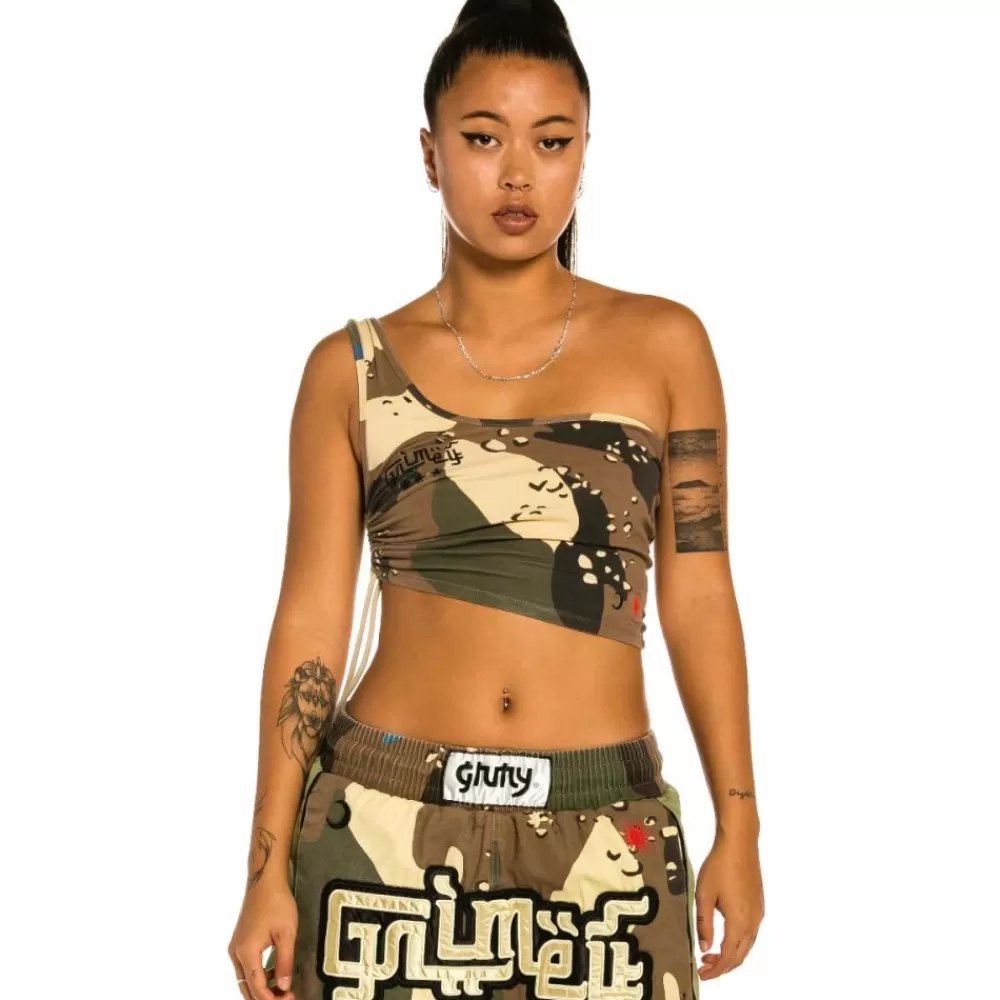 Grimey Top De Chica "Glorified" Asimetrical - Camo | Spring 22 New