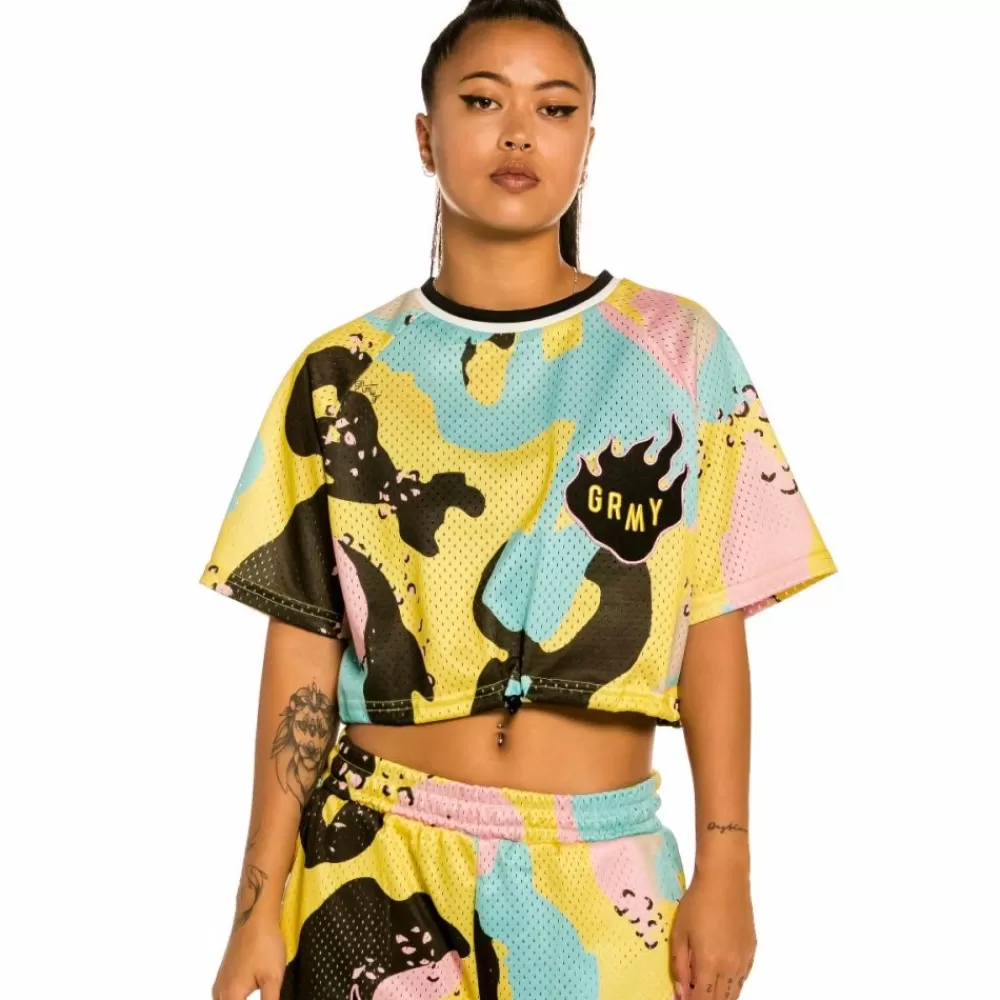Grimey Top De Chica "Trespass" Crop - Camo | Summer 22 Best Sale