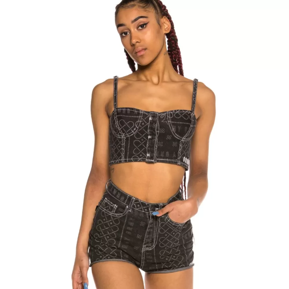 Grimey Top Chica Carnitas Denim Ss20 Black Hot