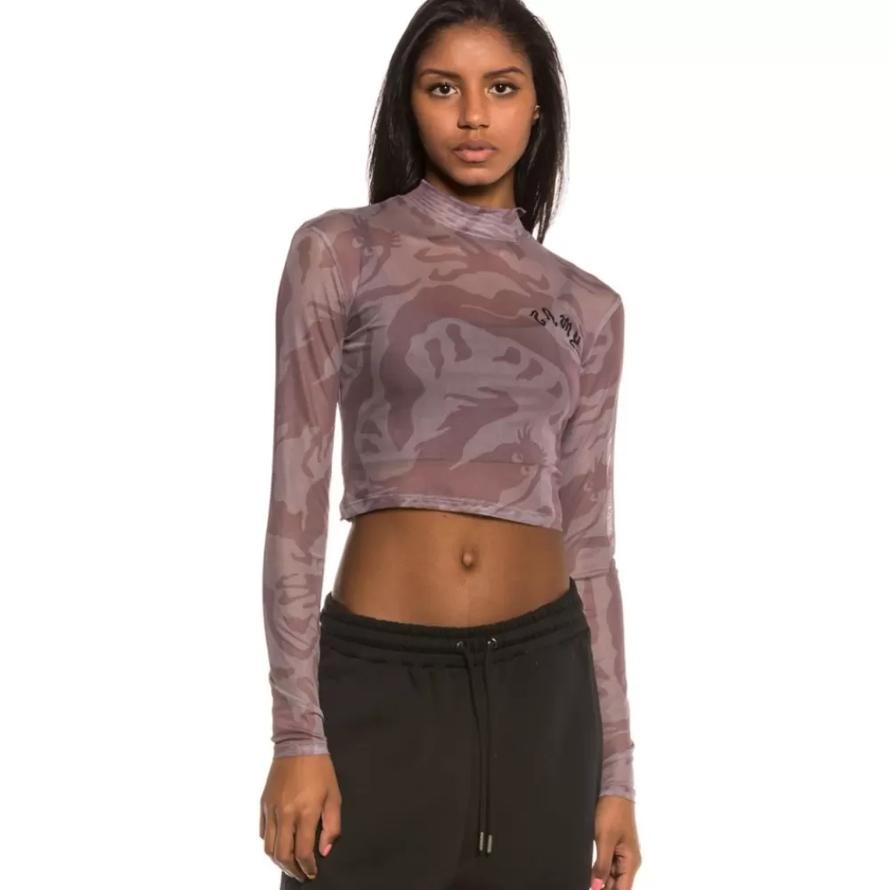 Grimey Top Chica Yoga Fire Mesh Long Sleeve Fw20 Violet Cheap