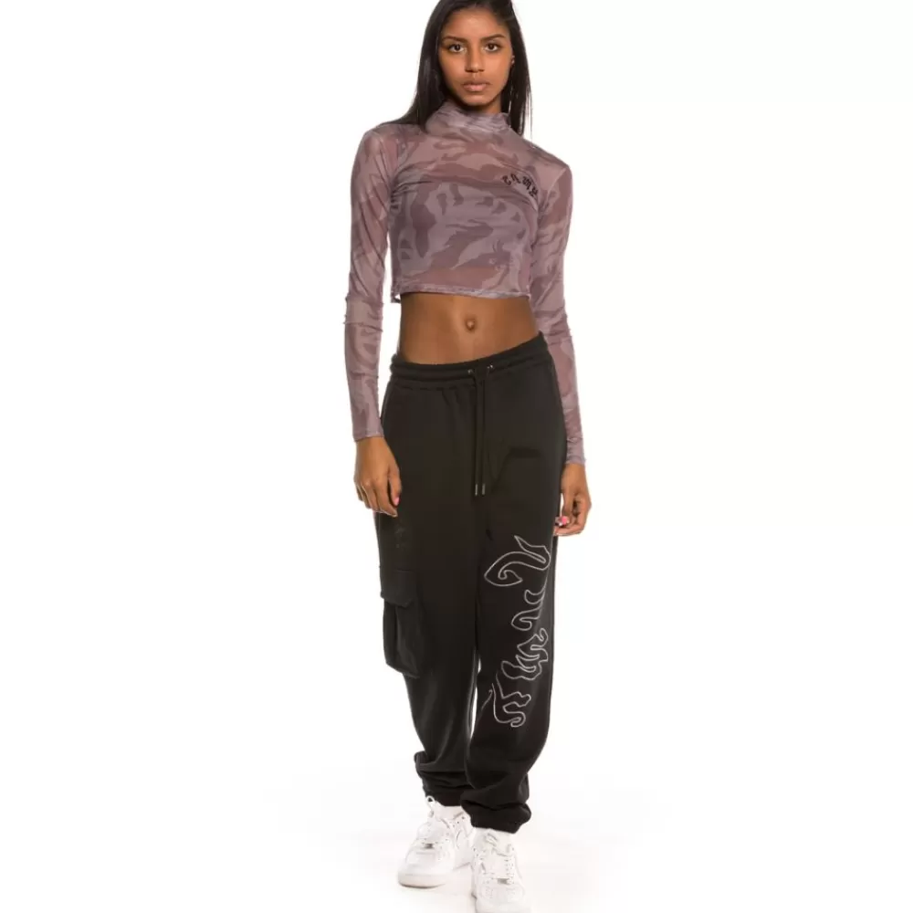 Grimey Top Chica Yoga Fire Mesh Long Sleeve Fw20 Violet Cheap