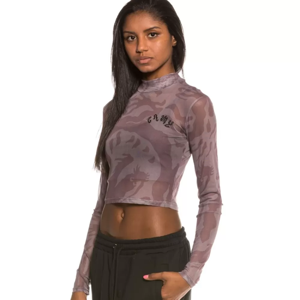 Grimey Top Chica Yoga Fire Mesh Long Sleeve Fw20 Violet Cheap