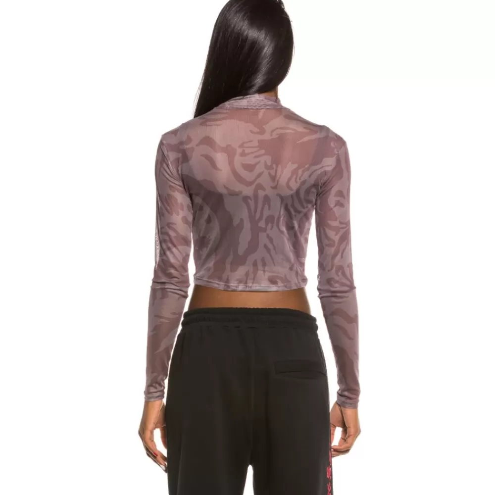 Grimey Top Chica Yoga Fire Mesh Long Sleeve Fw20 Violet Cheap