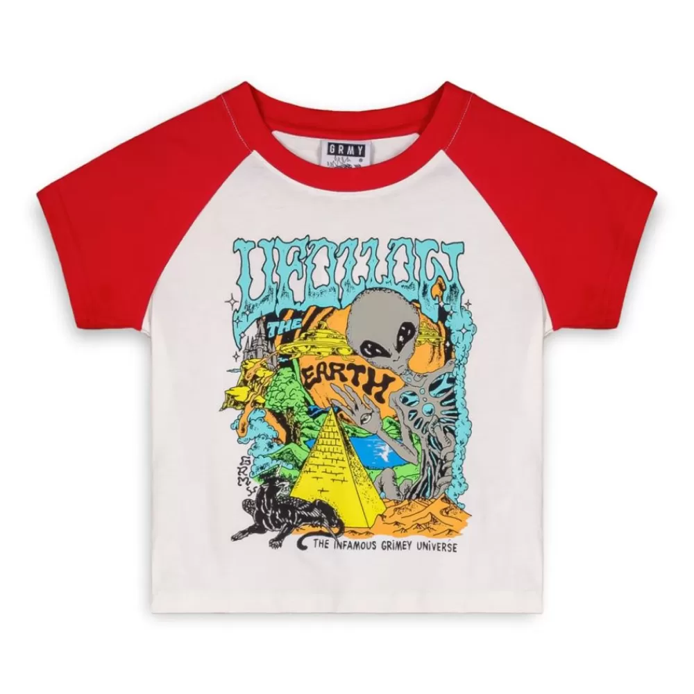 Grimey Top Ufollow Girl Raglan Fitted - Red | Spring 23 Online