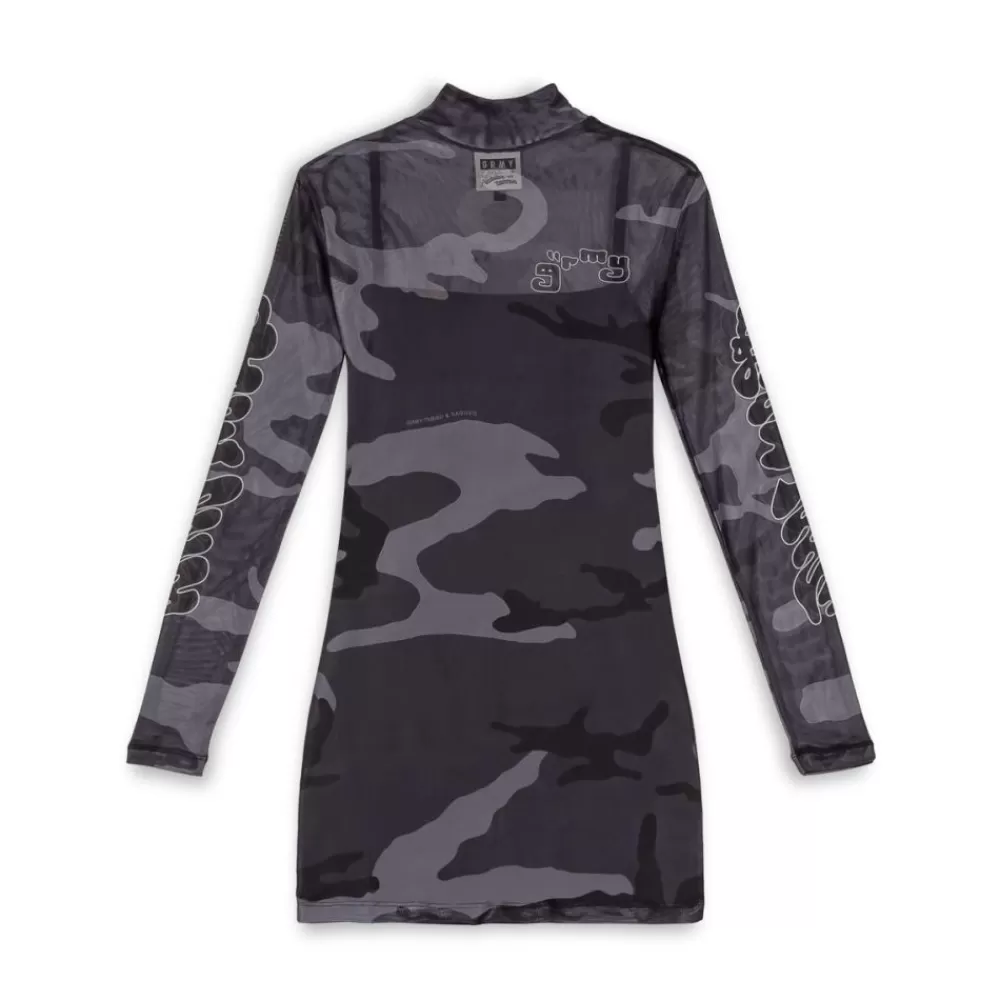 Grimey Vestido Tusker Temple Micro Mesh Girl Long Sleeve - Black | Fw23 Best